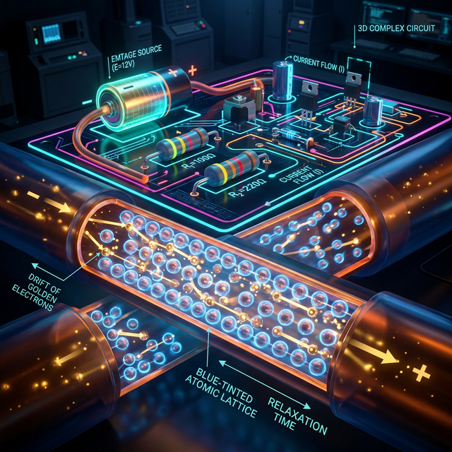 Current Electricity Visual: Electron Drift, Circuit Boards, and Potential Gradients