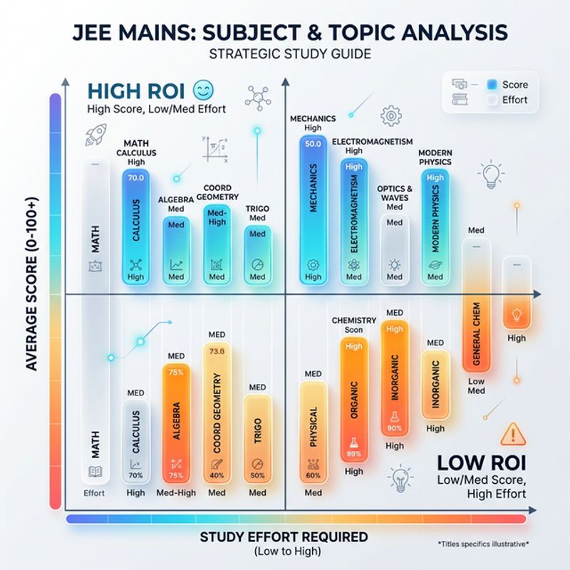 JEE Mains subjects ranked by average score vs study effort