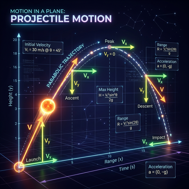 Motion in a Plane Class 11 Physics Quick Recall Sheet (Short Notes 2026-27)