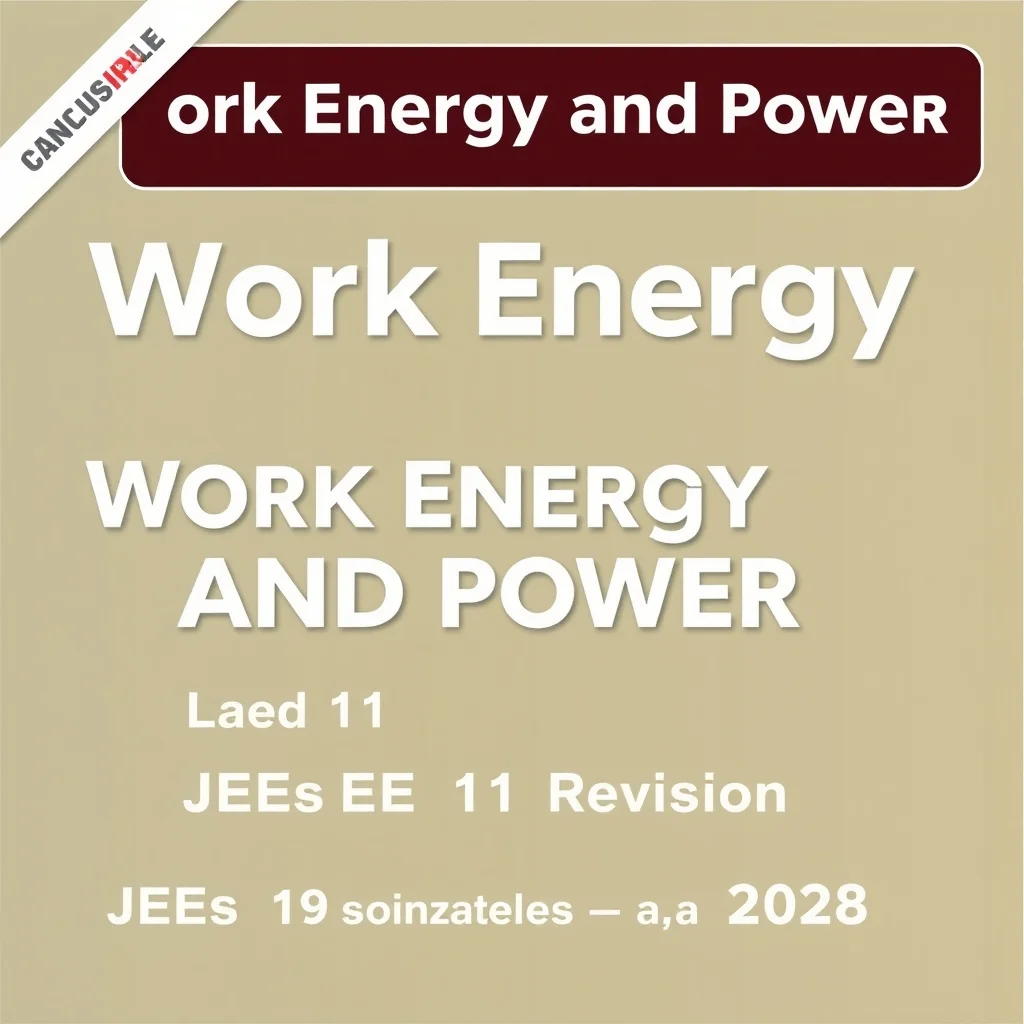 Work Energy And Power Class 11 Physics Revision — JEE & NEET 2026 Grandmaster Guide