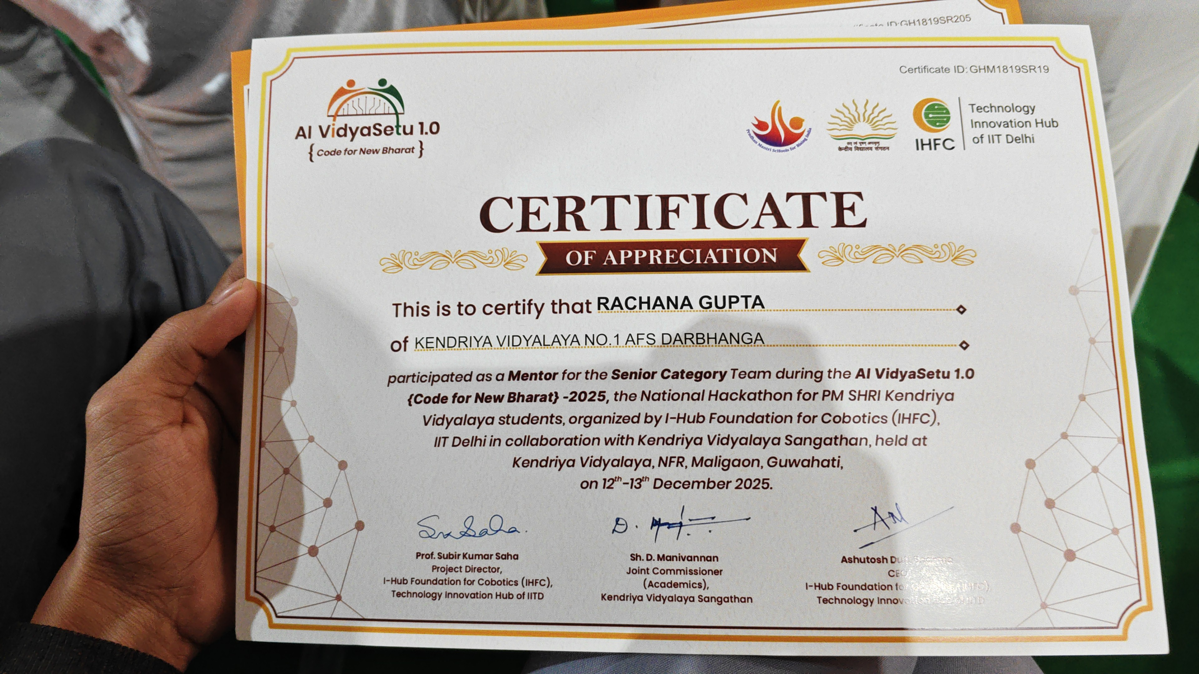 AI Vidya Setu National Certificate Scanned